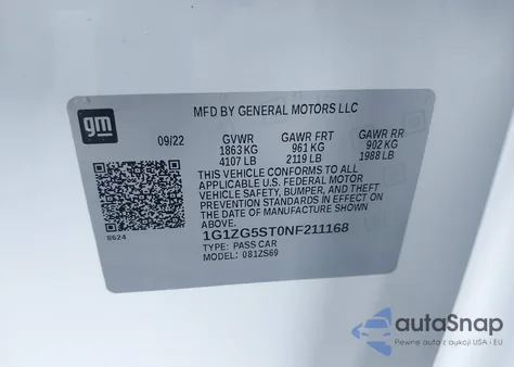 2022 Chevrolet Malibu Fwd Rs from USA, damaged, VIN 1G1ZG5ST0NF211168